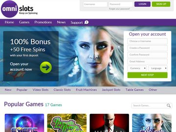 Omni Slots Casino Homepage Preview