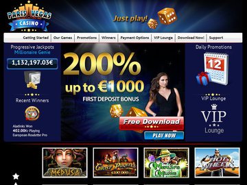 Paris Vegas Casino Homepage Preview