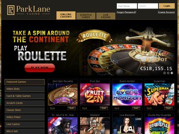 ParkLane Casino Homepage Preview