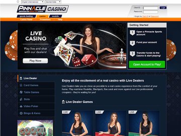 Pinnacle Sports Casino Homepage Preview