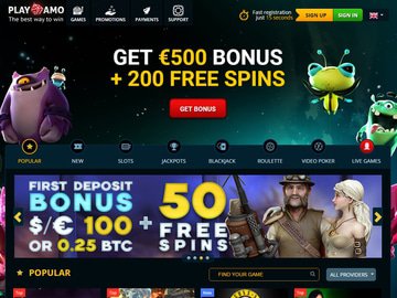 Playamo Casino Homepage Preview