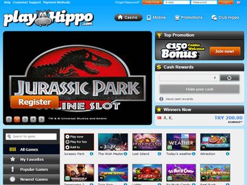 PlayHippo Casino Homepage Preview