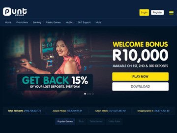 Punt Casino Homepage Preview