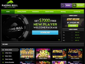 RagingBull Casino Homepage Preview