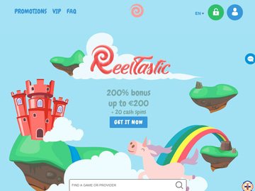 Reeltastic Casino Homepage Preview