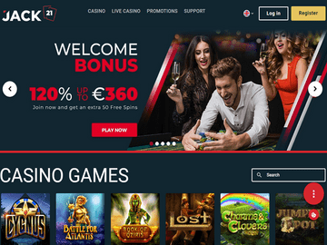 Jack21 Casino Homepage Preview