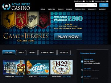 Royal Swipe Casino Homepage Preview