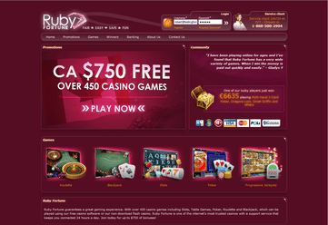 Ruby Fortune Casino Homepage Preview