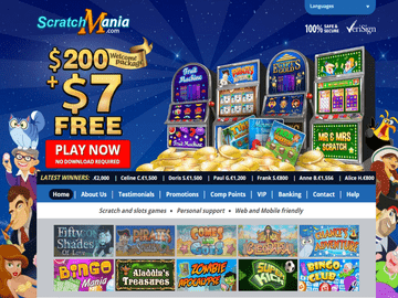 Scratch Mania Casino Homepage Preview