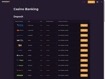 ShadowBit Casino Cashier Preview