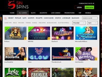 Sin Spins Casino Software Preview