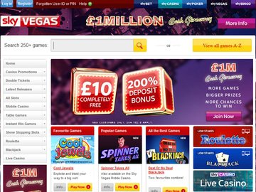 Sky Vegas Casino Homepage Preview