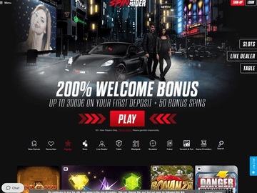 Spin Rider Casino Homepage Preview