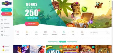 Spinia Casino Homepage Preview