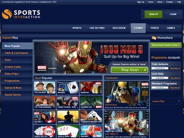 Sports Interaction Casino Homepage Preview