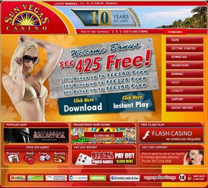 Sunvegas Casino Homepage Preview