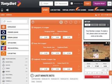 TonyBet Homepage Preview