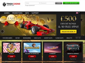 Trada Casino Homepage Preview