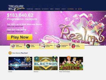 Treasure Mile Casino Homepage Preview