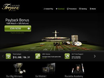 Tropez Casino Homepage Preview