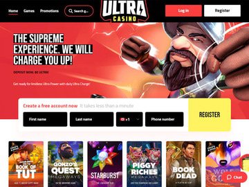 Ultra Casino Homepage Preview