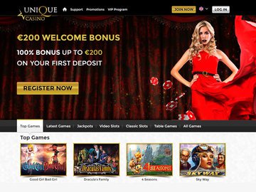 Unique Casino Homepage Preview