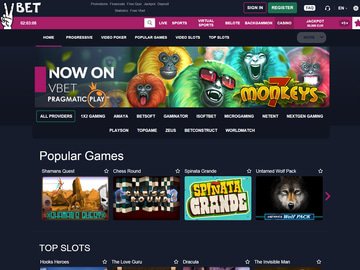 Vbet Casino Homepage Preview