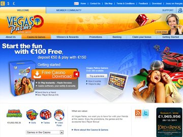 Vegas Palms Casino Homepage Preview