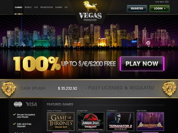 Vegas Paradise Casino Homepage Preview