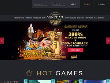 Venetian Casino Homepage Preview