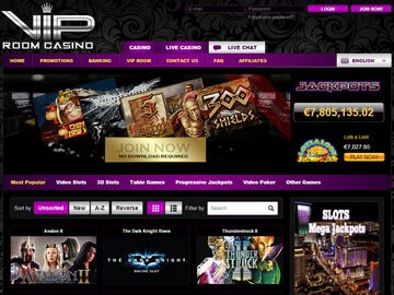 VIP Room Casino Homepage Preview