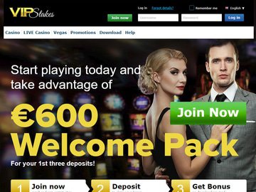 VIP Stakes Casino Homepage Preview