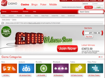 Virgin Casino Homepage Preview