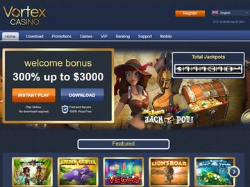 Vortex Casino Homepage Preview