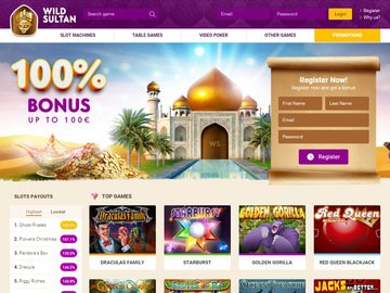 Wild Sultan Casino Homepage Preview