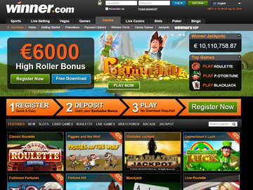 Winner Casino Homepage Preview