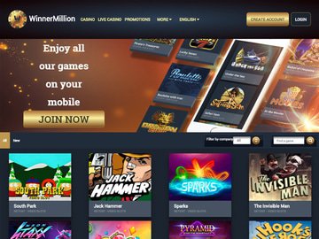 WinnerMillion Casino Homepage Preview