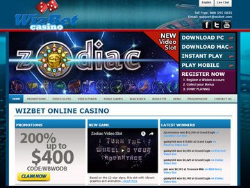 Wizbet Casino Homepage Preview