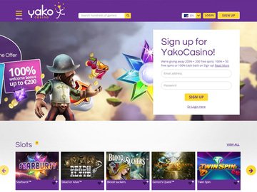 Yako Casino Homepage Preview