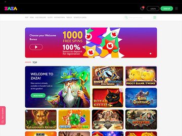 Zaza Casino Homepage Preview